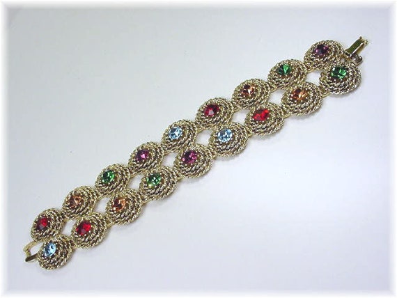 Judy Lee Rhinestone Bracelet, Multi Jewels, Rope … - image 4