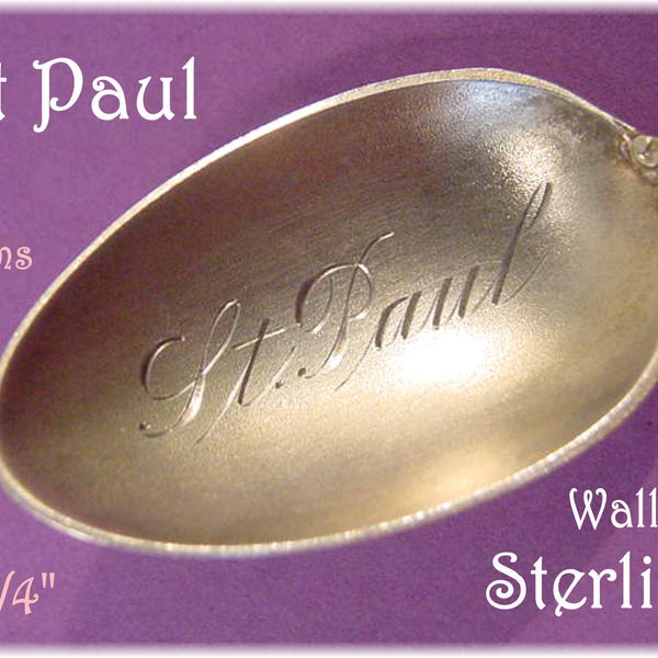 St Paul Minnesota Sterling zilveren souvenirlepel, 3 3/4", Wallace Louvre, MN gegraveerde kom, 8 gram, reizen, Demitasse GRATIS VERZENDING
