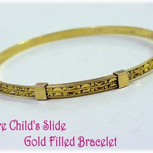 Victorian 12K Gold Filled Bracelet, Diamond Cut Slide Expandable Childs Bracelet, Edwardian, 14K, 10K, Expansion, Georgian   FREE SHIPPING
