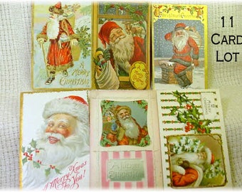 Santa Claus 11 Vintage Postcard Lot, New Year, Angels, Calendar, Early 1900's, Tuck, Embossed, Christmas, Penny Postcard FREE SHIPPING