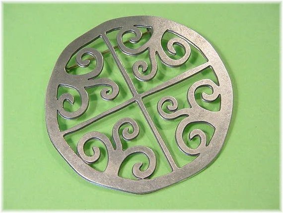 Celtic Sterling Silver Brooch Hand Wrought Spiral… - image 3