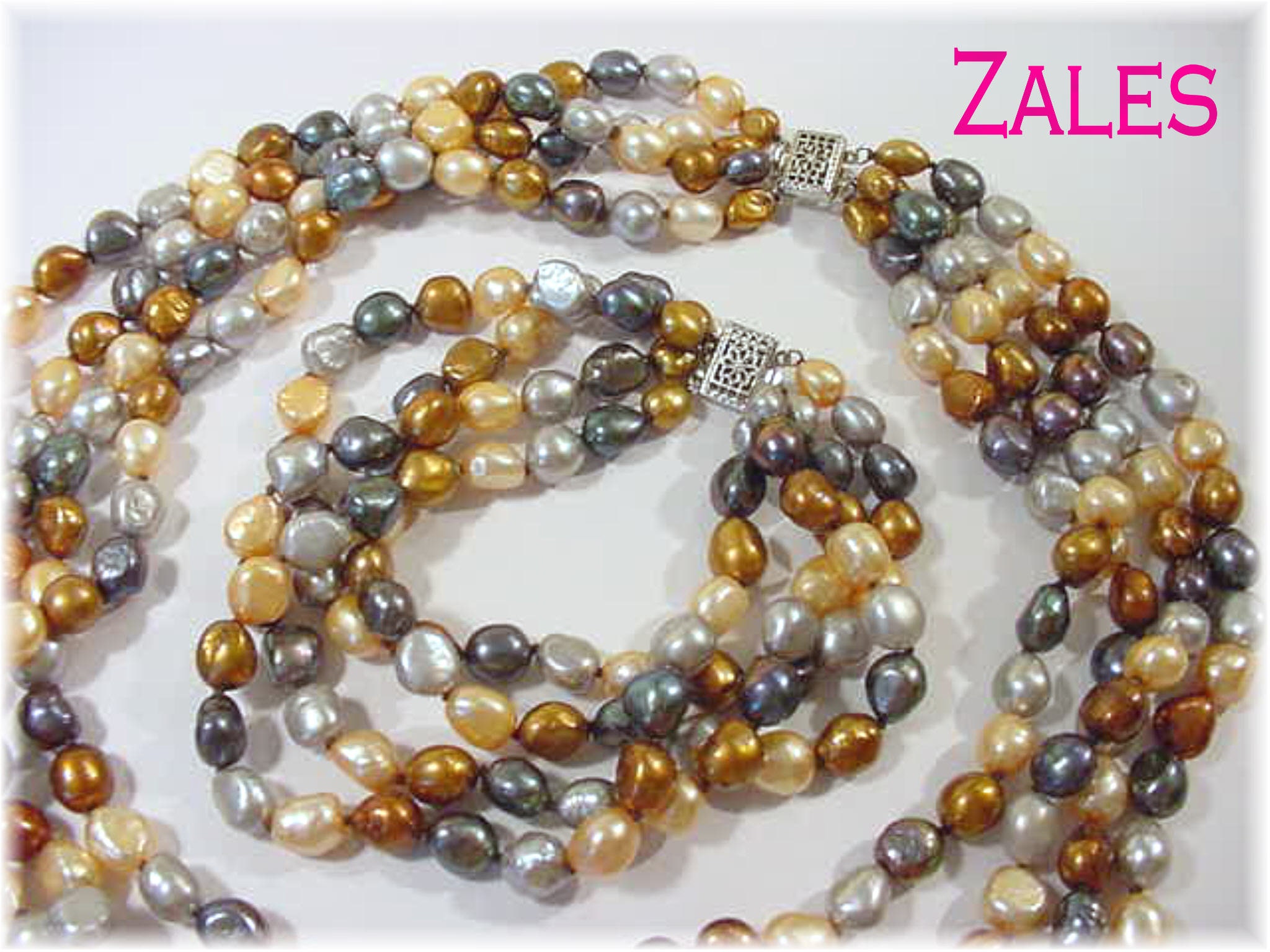 Cultured Freshwater Pearl and 1/5 CT. T.W. Diamond Necklace in 10K Gold |  Zales