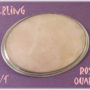 Rose Quartz Sterling Silver Brooch Pin Pendant, 60 Cts, 1970s Modernist Artisan, Rock Crystal, Art Deco, Gemstone, Jasper FREE SHIPPING