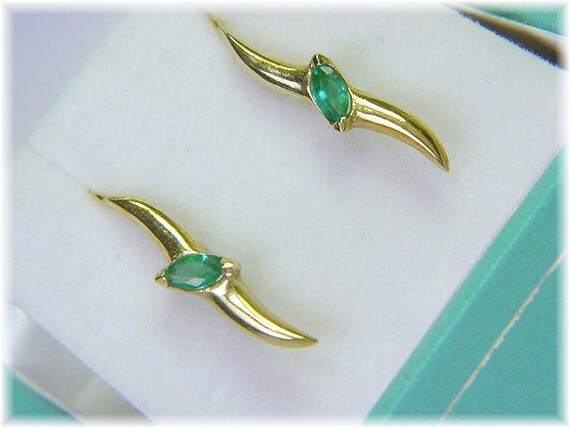 14K Gold Emerald Earrings, 14K Gold Earrings, Fre… - image 7