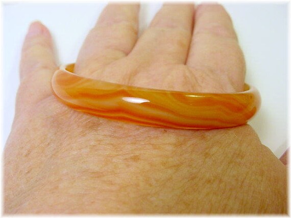 Carnelian Carved Bangle Bracelet, RARE Authentic … - image 4