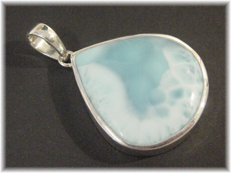 Perfect Gift FREE SHIPPING 78 Ct Genuine Blue Larimar 2 14 Large Artisan Pendant Larimar Sterling Silver Pendant Dominican Republic