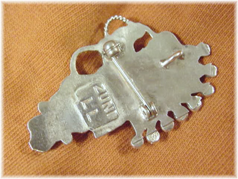 FREE SHIPPING Lavonne Lalio Native American Arizona Zuni Indian Dancer Sterling Silver Kachina Brooch Pendant Inlay Turquoise Coral