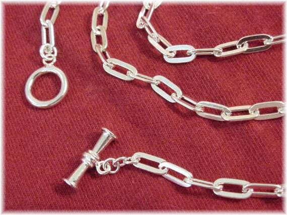 Flat Cable Chain Link Solid Sterling Silver 24" N… - image 2