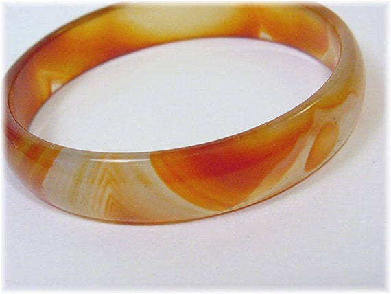 Carnelian Carved Bangle Bracelet, RARE Authentic … - image 4