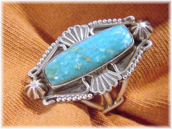 Royston Turquoise Silver Navajo Pendant with Chain Native American Jewelry 1298