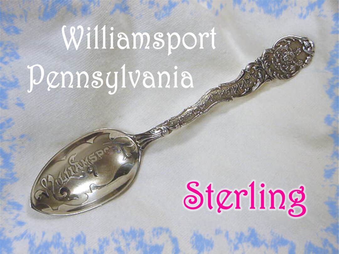 Williamsport PA Sterling Silver Souvenir Spoon, Pennsylvania, Late