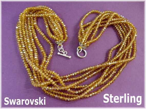 Swarovski Crystal Bead Sterling Silver Necklace, … - image 1