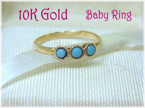 10K Gold Turquoise Baby Ring Midi Ostby Barton - … - image 1