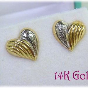 14K Gold Puffy Heart Earrings, 14K Gold Earrings, 14K Gold Heart Earrings, Wedding Jewelry, Gift For Her, Anniversary, Bride  FREE SHIPPING