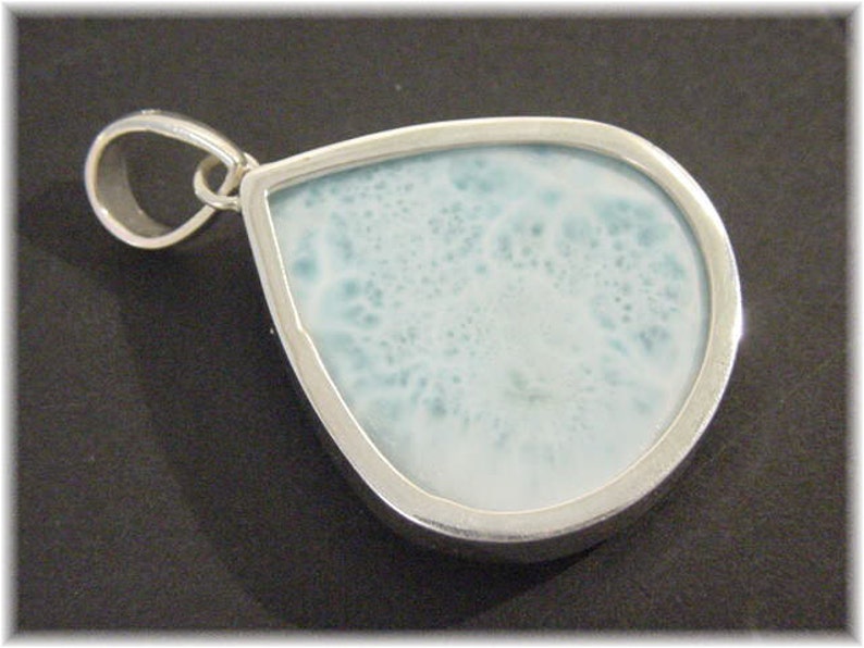 Perfect Gift FREE SHIPPING 78 Ct Genuine Blue Larimar 2 14 Large Artisan Pendant Larimar Sterling Silver Pendant Dominican Republic