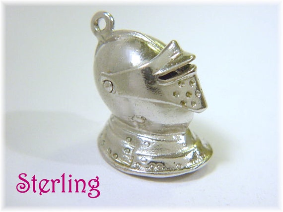 Medieval Knight Armor Helmet Sterling Silver Charm