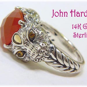 John Hardy 14K Gold Leopard Puma Carnelian Ring, 14K Gold Sterling Silver Ring, John Hardy Ring, Jai John Hardy Panther Ring  FREE SHIPPING