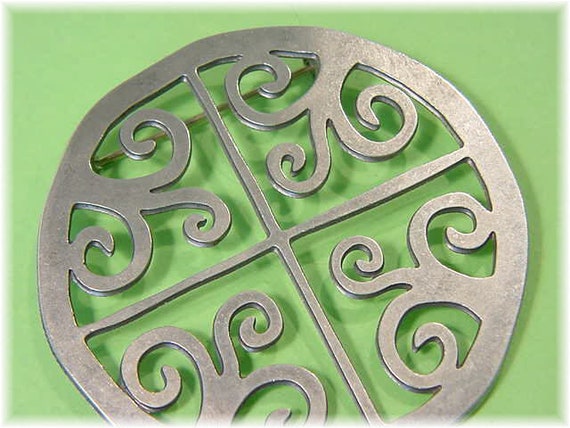 Celtic Sterling Silver Brooch Hand Wrought Spiral… - image 4