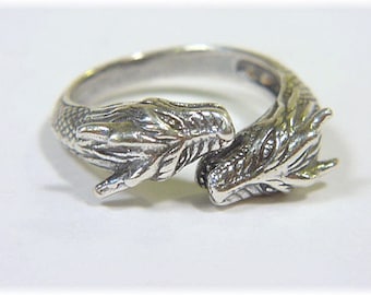 DRAGON Sterling Silver Ring, Double Head Dragon Ring, Dungeons, Celtic,  Gothic, Mythical, Medieval, Fantasy, Mens, Unisex FREE SHIPPING