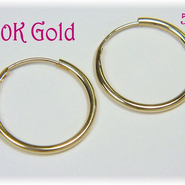 10K Solid Gold Hoop Earrings – Real Yellow Gold – 35mm (1.3 Inch) – Nickel-Free – Alex And Elsa TC314