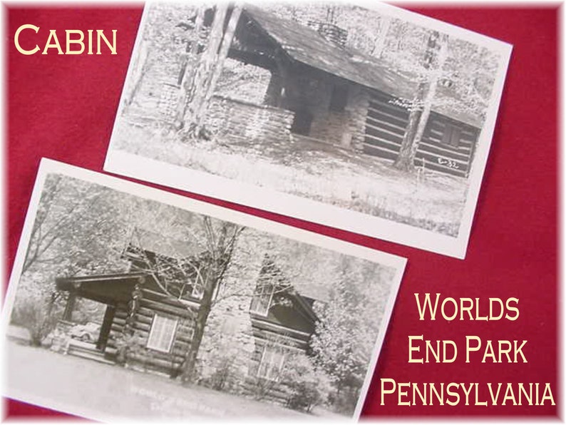 Worlds End State Park Log Cabin Forksville Pa Rppc Postcard Etsy