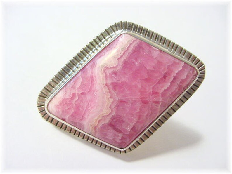 Adjustable Size 7 to 9 24 Ct Rhodochrosite Pink Sterling Silver Artisan Ring Gift Box Large Chunky 22 Grams AAA Grade FREE SHIPPING