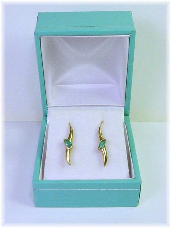 14K Gold Emerald Earrings, 14K Gold Earrings, Fre… - image 8