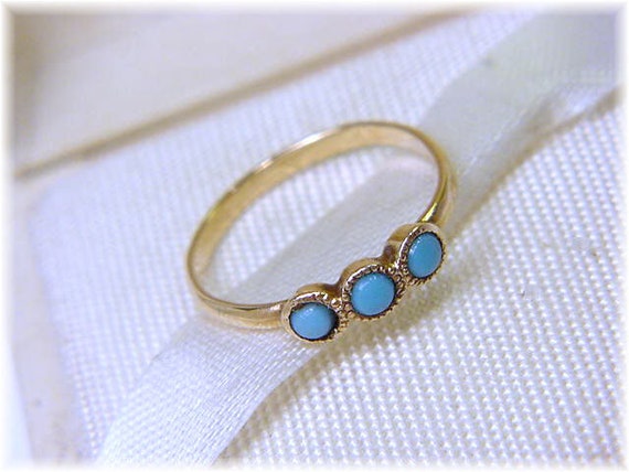 10K Gold Turquoise Baby Ring Midi Ostby Barton - … - image 4