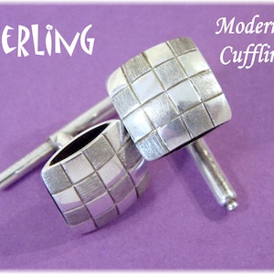 Checkerboard Sterling Silver Cufflinks, Modernist, Wedding Jewelry, Tuxedo, Cuff Links, Mens, Modern Art, Gift For Him, Tie   FREE SHIPPING