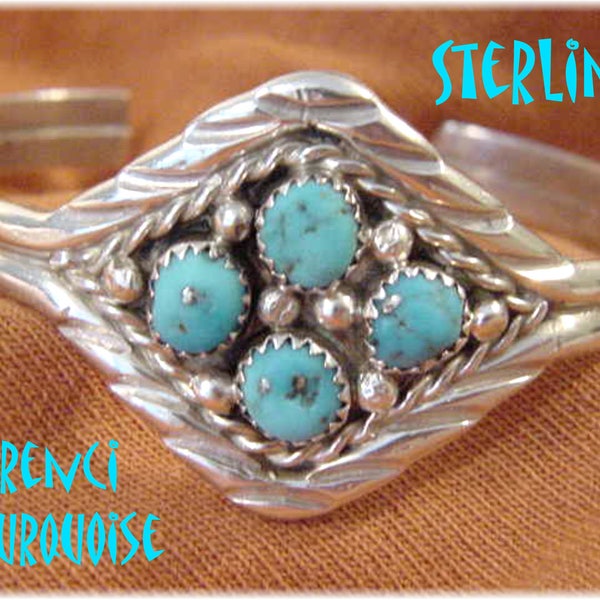 Turquoise Cuff Bracelet, Morenci Turquoise Sterling Silver Cuff Bracelet, Native American, Navajo, Indian Turquoise Jewelry  FREE SHIPPING