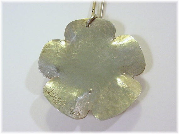 Flower Iridescent Art Glass Sterling Silver Penda… - image 7