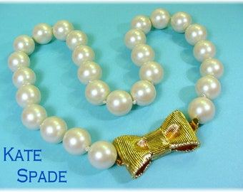 KATE Spade Pearl Bow Necklace New York 