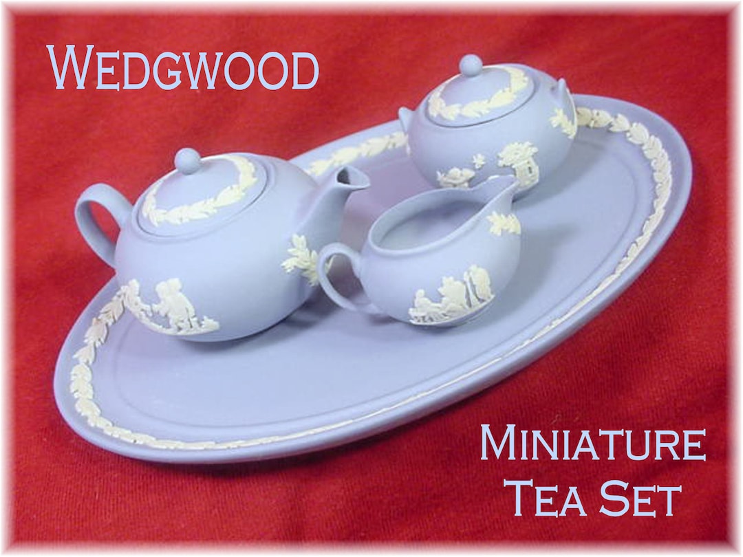 Wedgwood Miniature Tea Set Blue Jasperware 6 Piece Oval Etsy