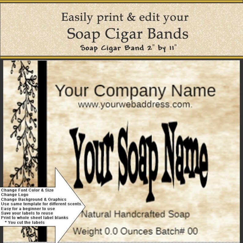 Soap Label Soap Cigar Band DIY Soap Label DIY Print Label | Etsy