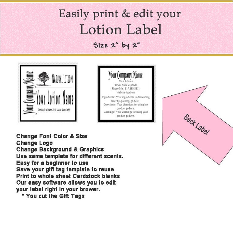 Lotion Label Cream Label DIY Lotion Label DIY Print Label Etsy