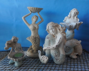 Stunning Sea Shell Mermaid Statue- Coastal Home Decor-Mermaid Art-Mermaid With Shells-Coastal Mermaid