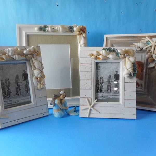 SeaShell Picture Frame-Beach Frame-Shell Photo Frame-Coastal Decor