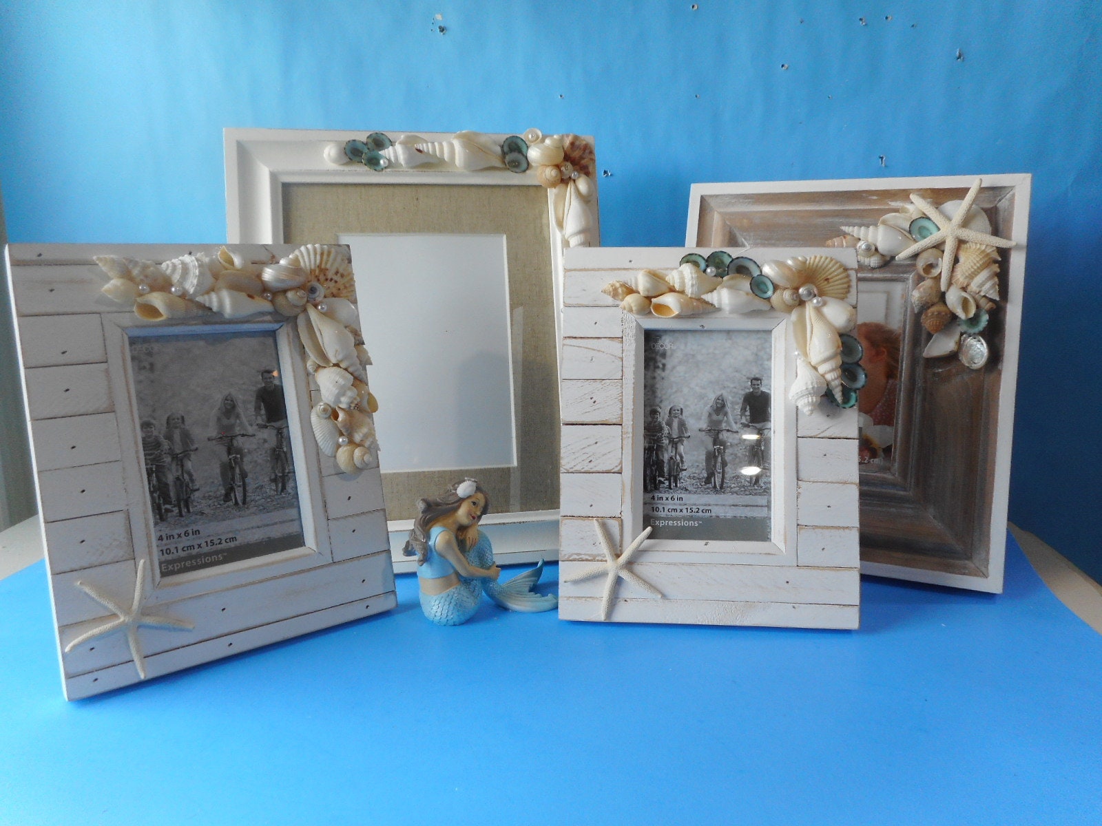 SeaShell Picture Frame-Beach Frame-Shell Photo Frame-Coastal Decor