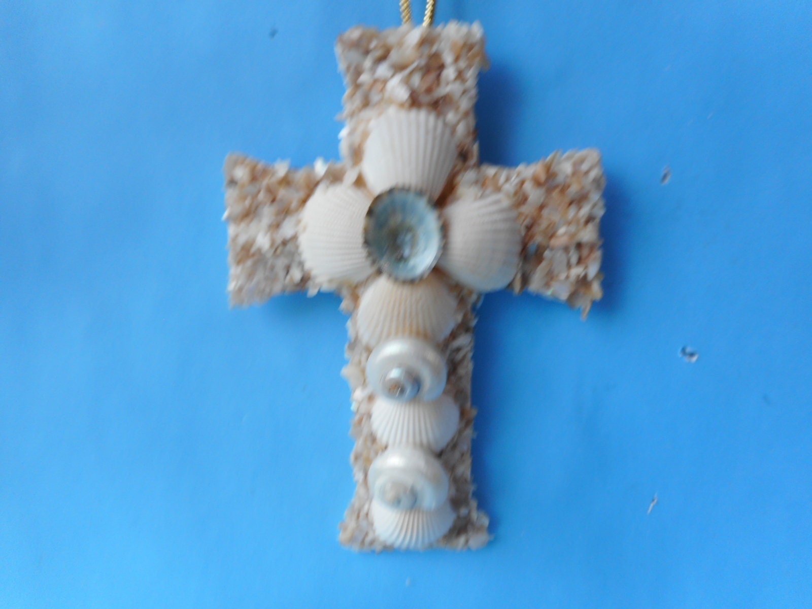 Shell Cross Decor Cross Sea Shell Ornaments-coastal Ornament- Coastal Christmas Home ...
