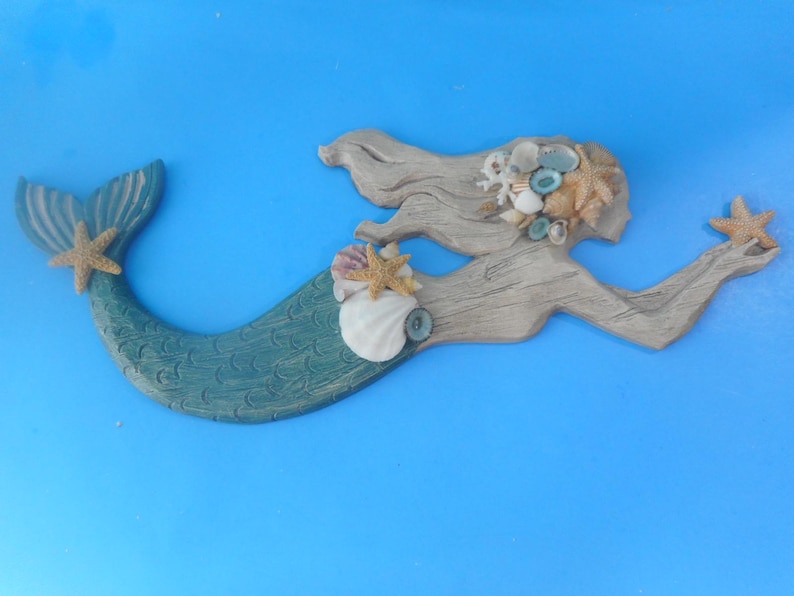 Seashell Mermaid Wall Sculpture: Coastal Beach Home Decor - Etsy