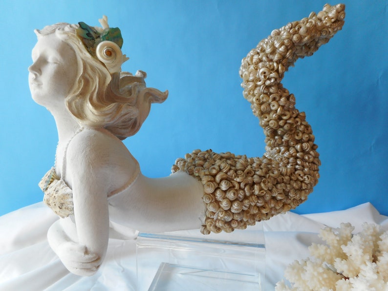 Stunning SeaShell Mermaid Statue Decor-Mermaid Art Mermaid image 3