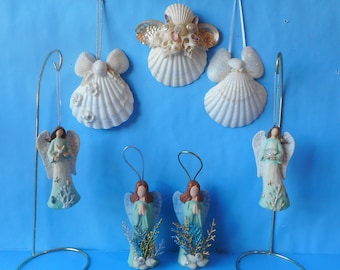 SeaShell Angel Ornaments- Coastal Holiday Home Decor