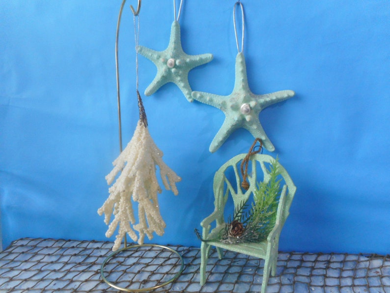 Sea Shell Ornament-Coastal Beach Tree Ornament-Coastal Christmas Home Decor S-8 COMBO SET 4-5"