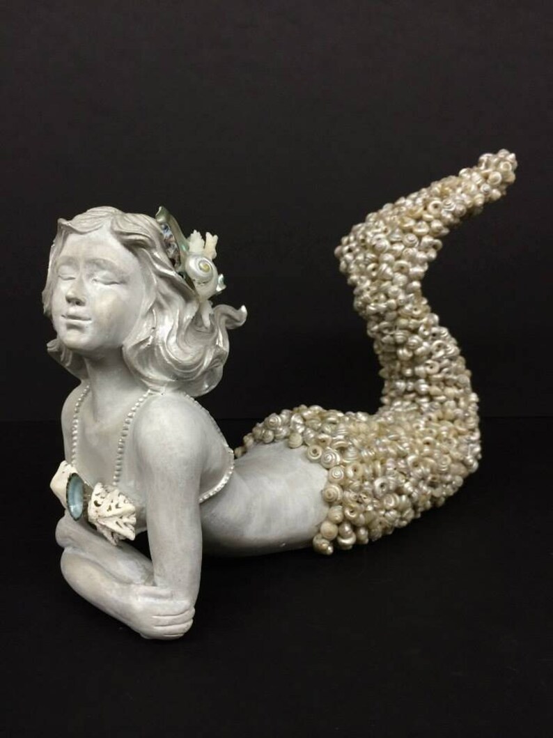 Stunning SeaShell Mermaid Statue Decor-Mermaid Art Mermaid image 4