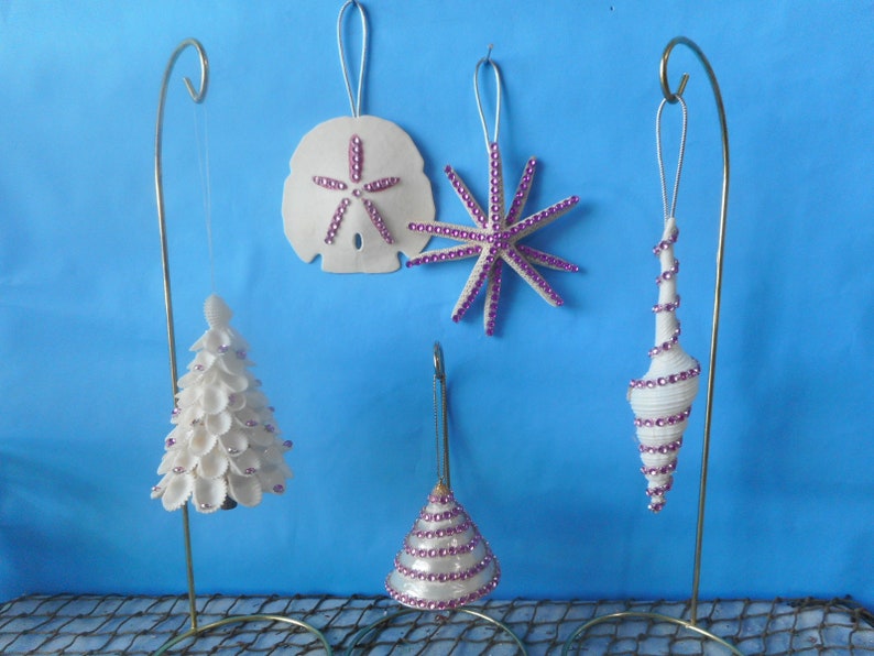 Sea Shell Ornament-Coastal Beach Tree Ornament-Coastal Christmas Home Decor S-2 COMBO SET 3-5"