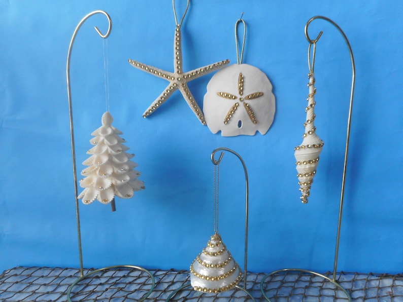 Sea Shell Ornament-Coastal Beach Tree Ornament-Coastal Christmas Home Decor S-3 COMBO SET 2-5"