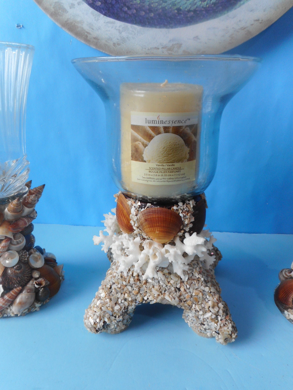 Seashell Candle Centerpiece-candle Holder-beach Nautical Beach - Etsy