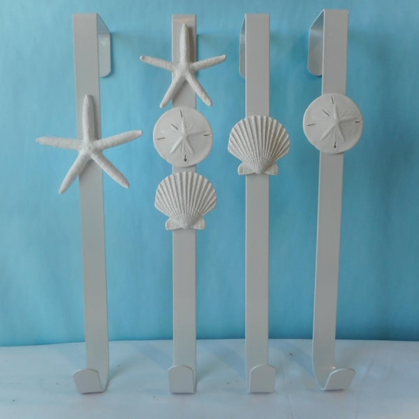 Seashell Wreath Door Hanger- Coastal Nautical Wreath Holder