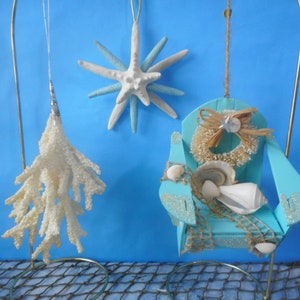 Sea Shell Ornament-Coastal Beach Tree Ornament-Coastal Christmas Home Decor S-9 COMBO SET 4-5"