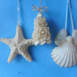 Sea Shell Ornament-Coastal Beach Tree Ornament-Coastal Christmas Home Decor S-6 COMBO SET 3-4"